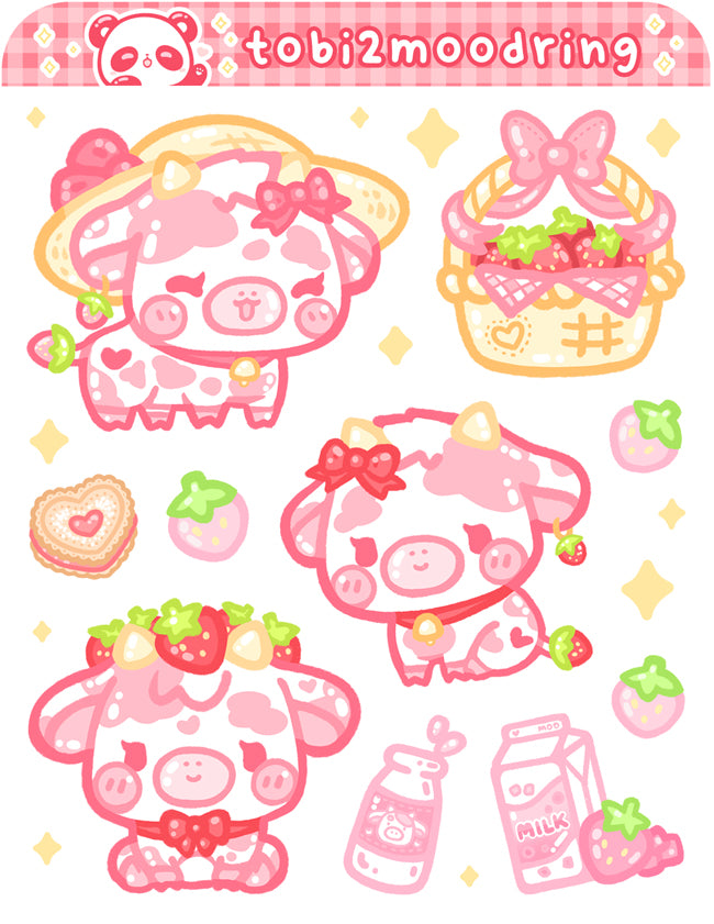 Strawberry Cow - Planner Sticker Sheet