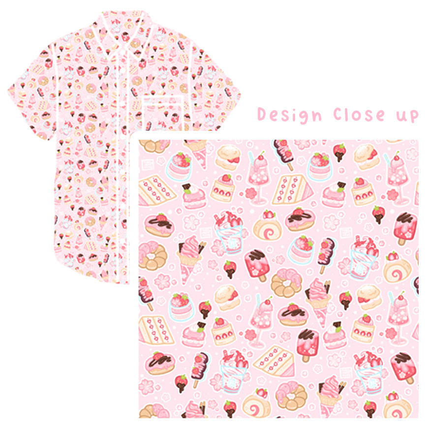 Sakura Strawberry Delights - Cotton Button Up Shirt