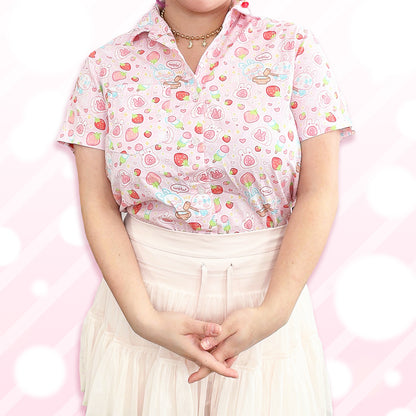 Bun Bun Bunny Mochi - Cotton Button Up Shirt