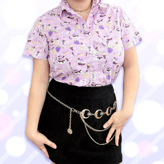 Juicy Grape Desserts - Cotton Button Up Shirt
