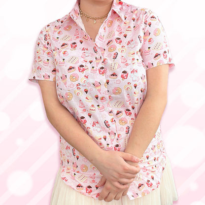 Sakura Strawberry Delights - Cotton Button Up Shirt