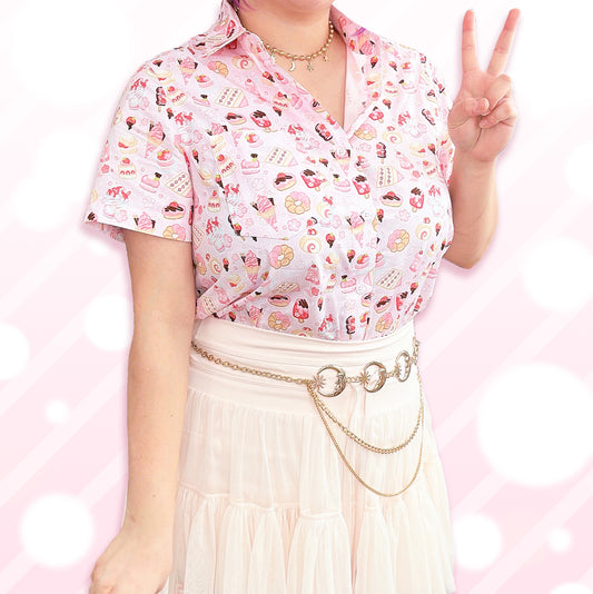 Sakura Strawberry Delights - Cotton Button Up Shirt