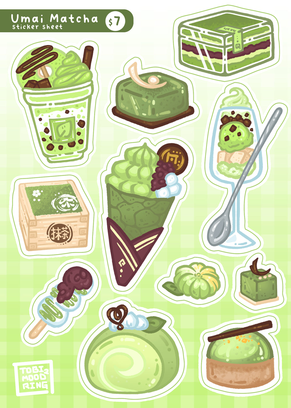 Umai Matcha - Vinyl Sticker Sheet – tobi2moodring