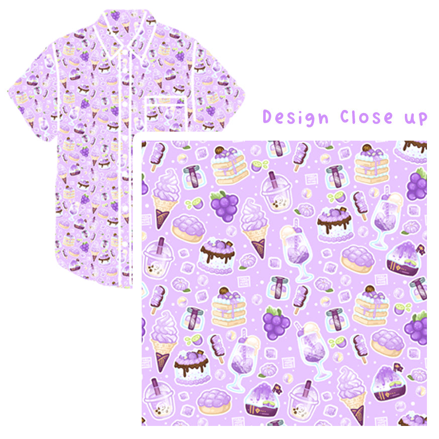 Juicy Grape Desserts - Cotton Button Up Shirt