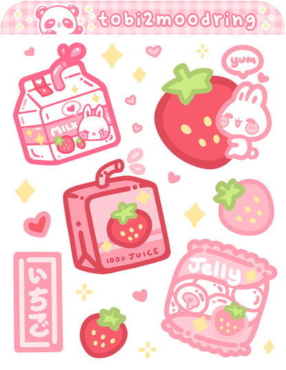 Strawberry Bunny Sweets - Planner Sticker Sheet